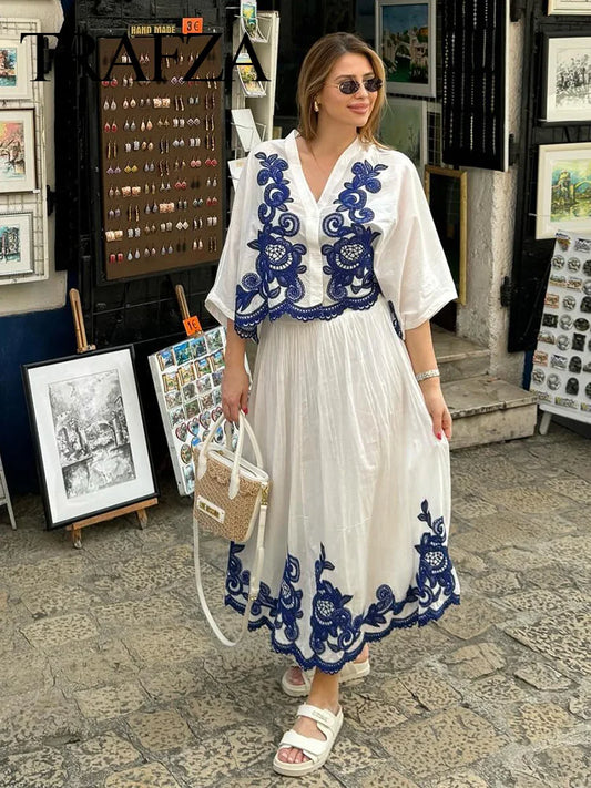 Conjunto de camisa y falda larga