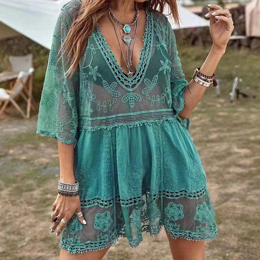 Pareo vestido a crochet